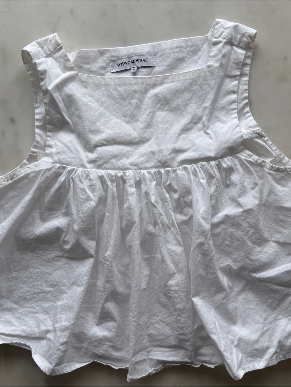 WeWoreWhat White Linen Square Neck Tank
